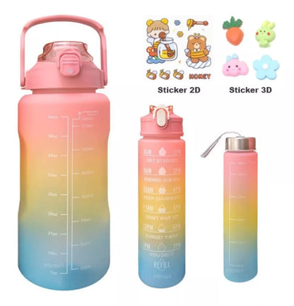 🎒 Combo X3 Termos Motivacionales™ 💧 + Pines y Stickers 🪁🎁 de Regalo