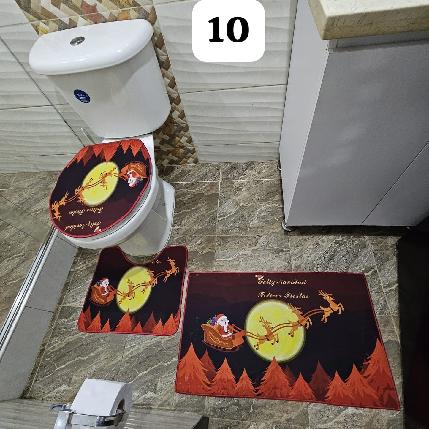 Set Tapetes Navideños Baño