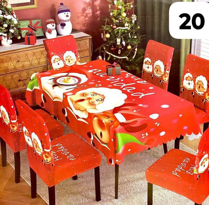 Set de 7 piezas (6 Fundas + 1 Mantel) Navideños