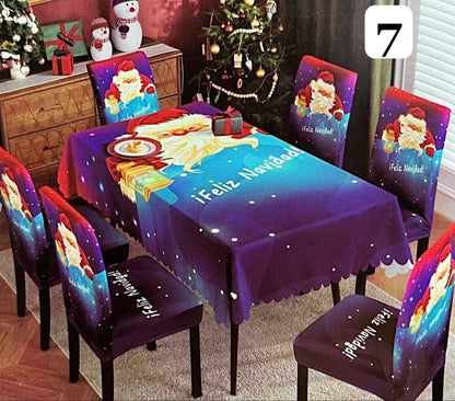 Set de 7 piezas (6 Fundas + 1 Mantel) Navideños
