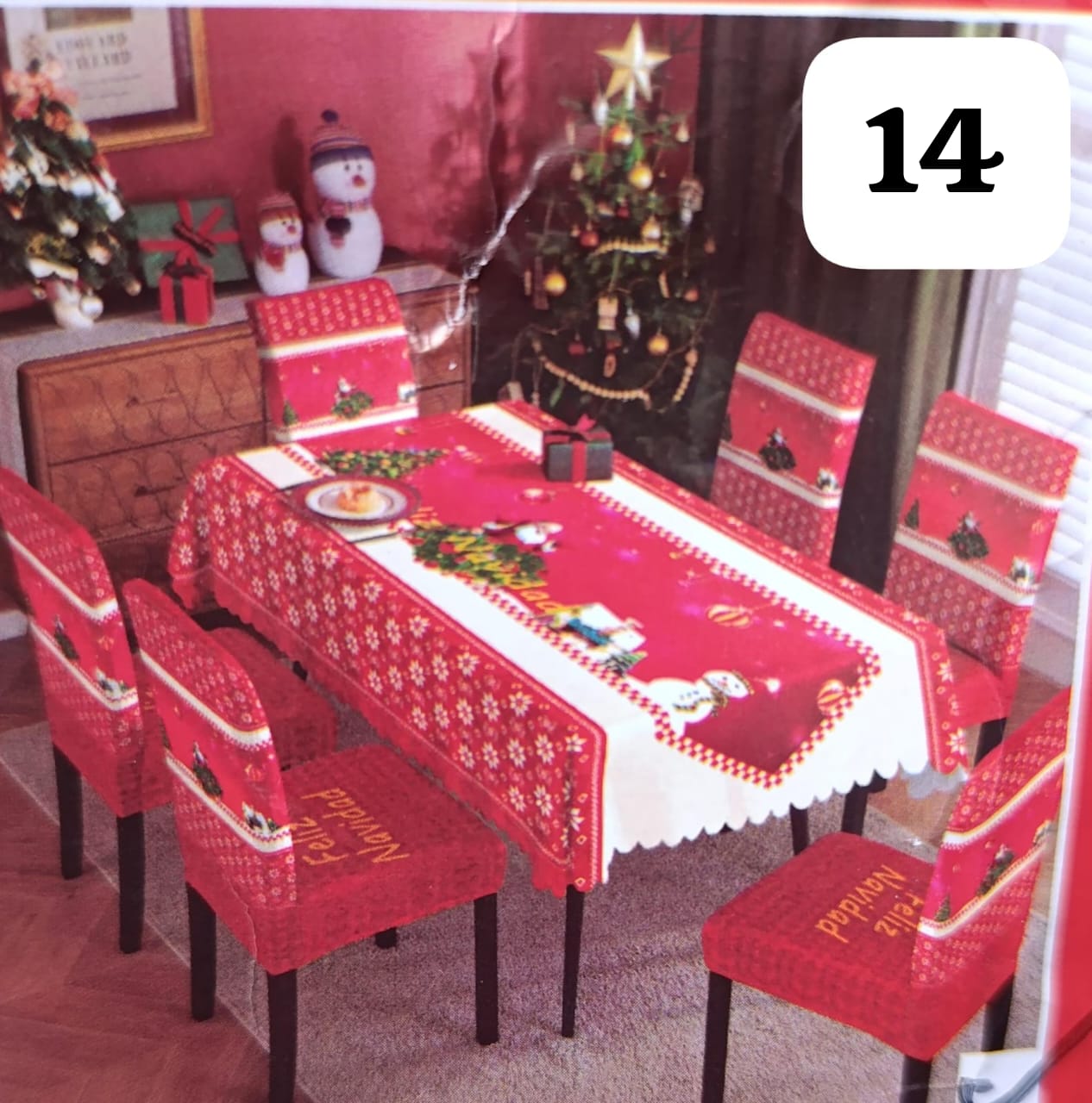 Set de 7 piezas (6 Fundas + 1 Mantel) Navideños