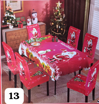 Set de 7 piezas (6 Fundas + 1 Mantel) Navideños