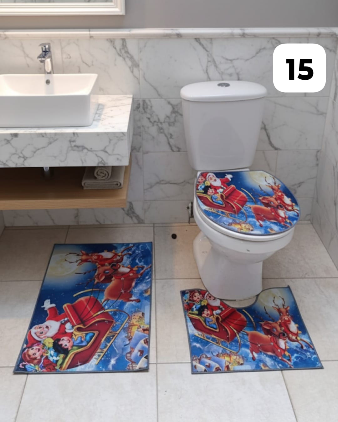 Set Tapetes Navideños Baño