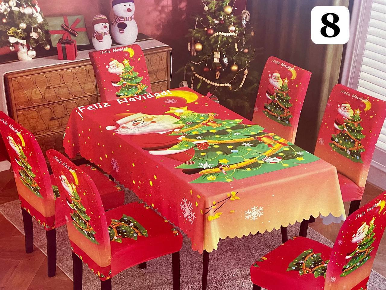 Set de 7 piezas (6 Fundas + 1 Mantel) Navideños
