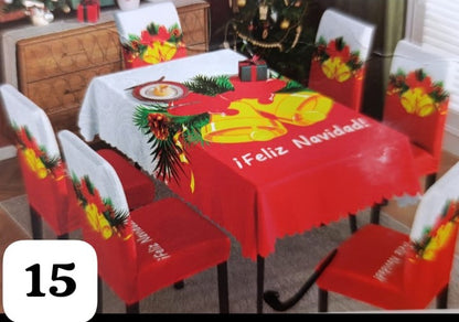 Set de 7 piezas (6 Fundas + 1 Mantel) Navideños