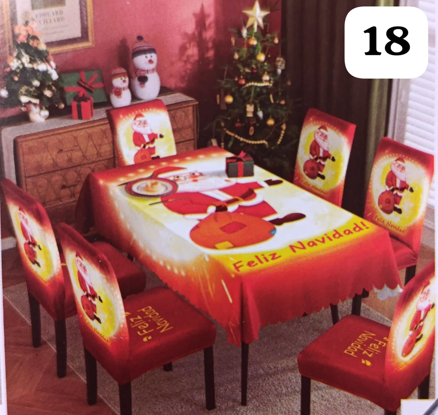 Set de 7 piezas (6 Fundas + 1 Mantel) Navideños