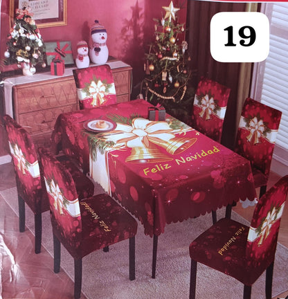 Set de 7 piezas (6 Fundas + 1 Mantel) Navideños