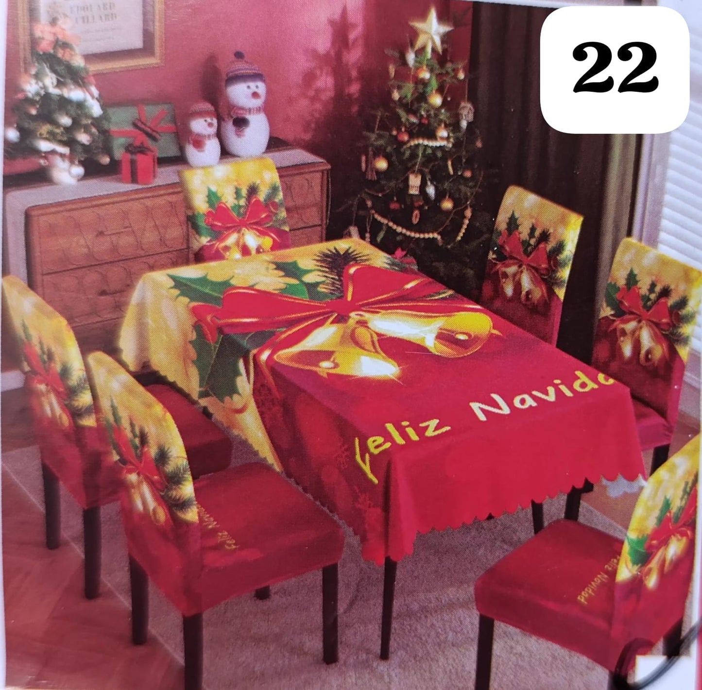 Set de 7 piezas (6 Fundas + 1 Mantel) Navideños