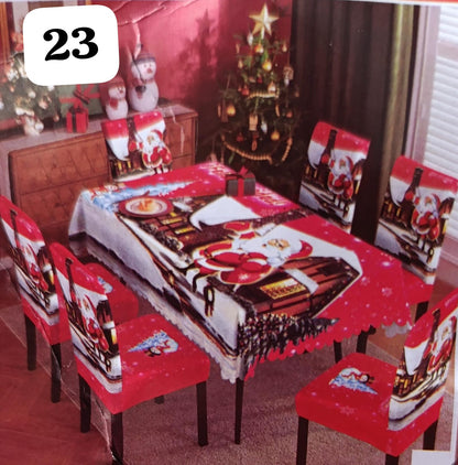 Set de 7 piezas (6 Fundas + 1 Mantel) Navideños
