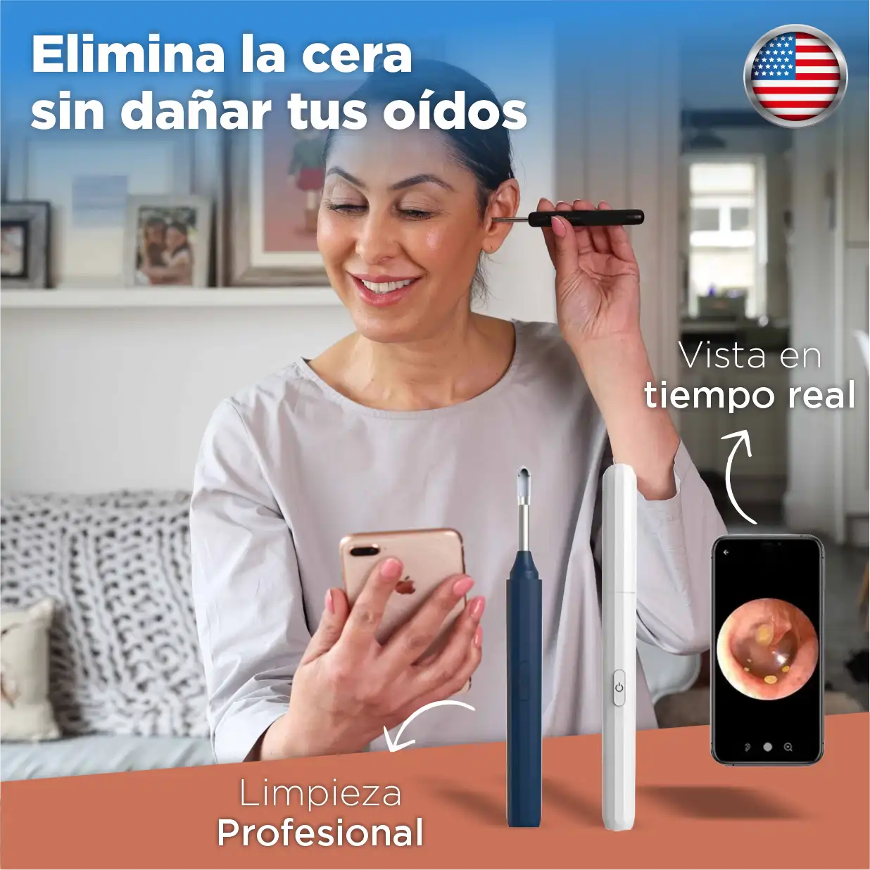 Limpiador de oídos con cámara HD