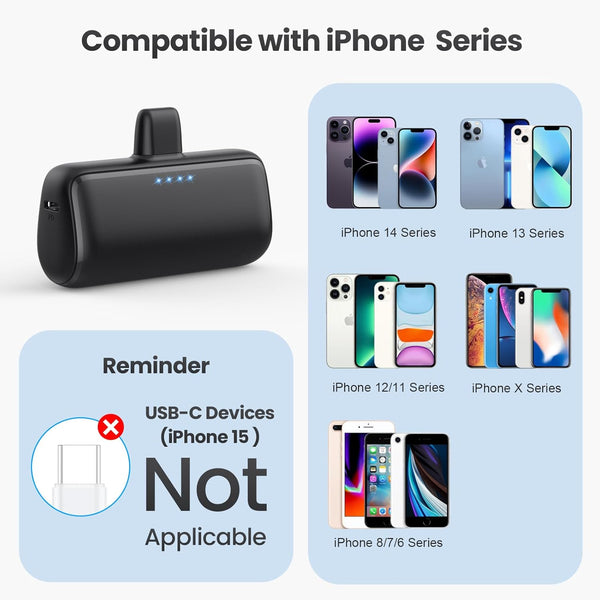 🔋✨Power Bank Light ⚡Entrada Tipo-C & iPhone🍎