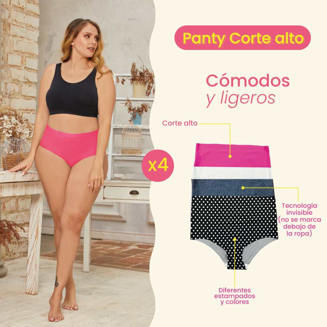 4 Pantys Corte Alto - Mejoran tu silueta, comodos y frescos