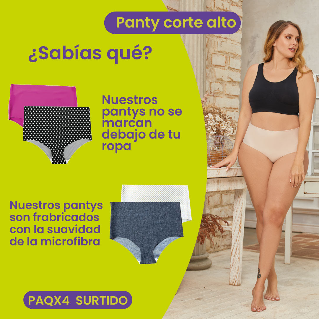 4 Pantys Corte Alto - Mejoran tu silueta, comodos y frescos