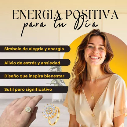 🌻 COMBO 2X1 🌻 Anillo + Cadena Girasol Giratorio 🌟 Incluye Caja de Lujo.