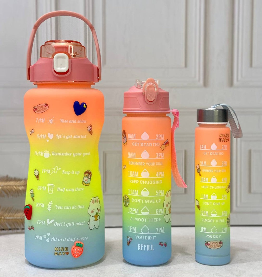 🎒 Combo X3 Termos Motivacionales™ 💧 + Pines y Stickers 🪁🎁 de Regalo