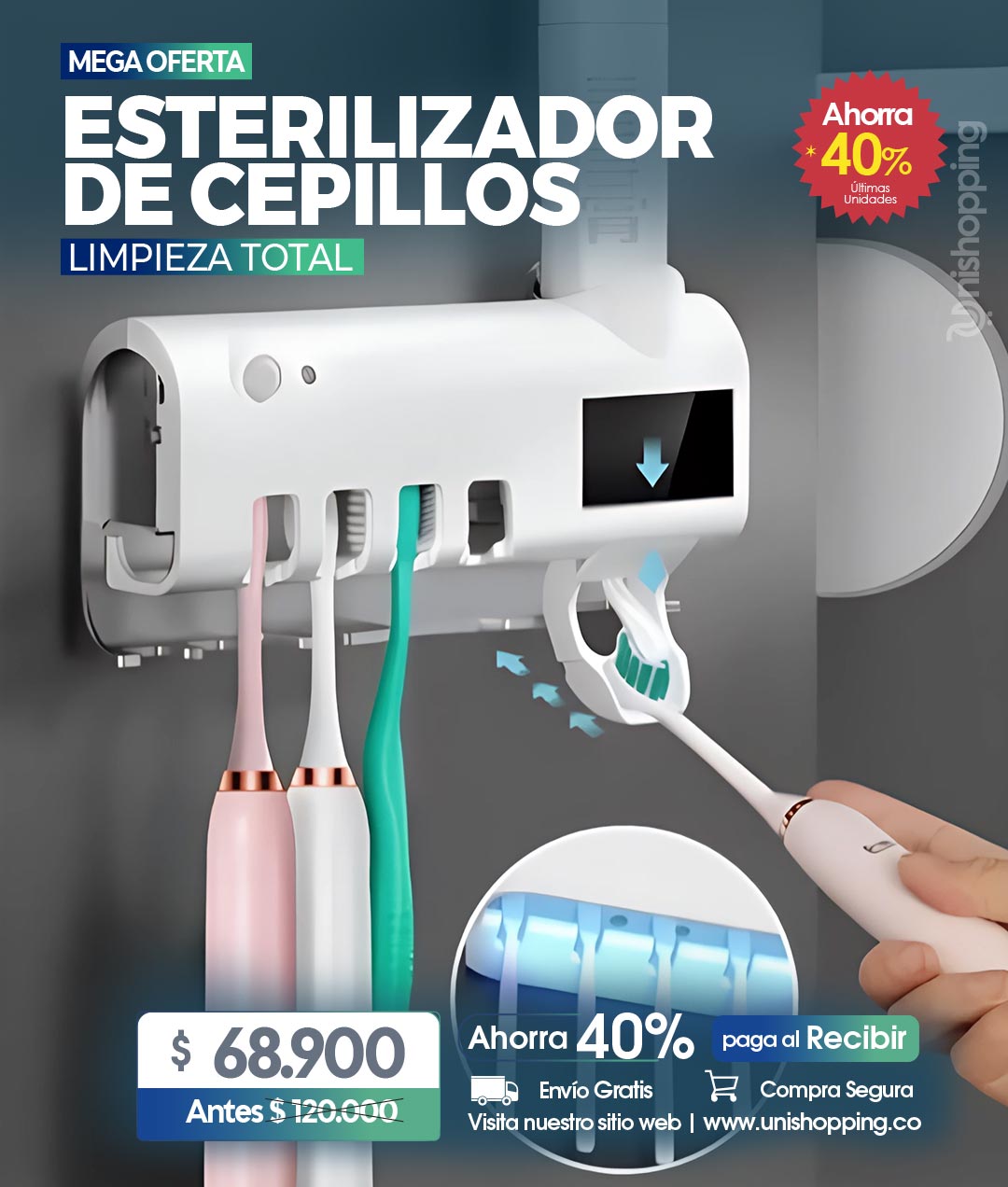 Dispensador y Esterilizador para Cepillos