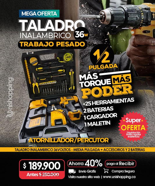 Taladro-Percutor DWT 1/2 Pulgada + Kit De Herramientas
