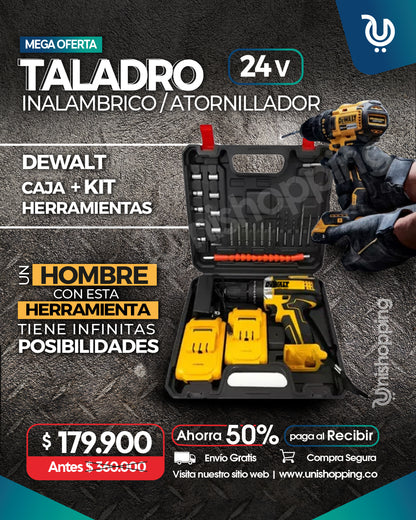 TALADRO DEWALT INALÁMBRICO + KIT DE HERRAMIENTAS 🧰⚡