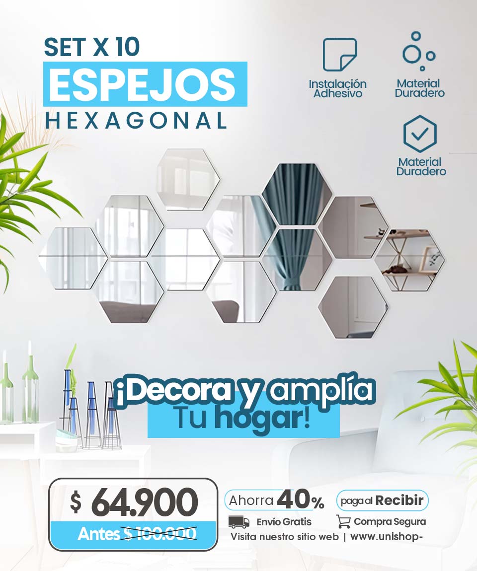 Set de 10 Espejos Hexagonales