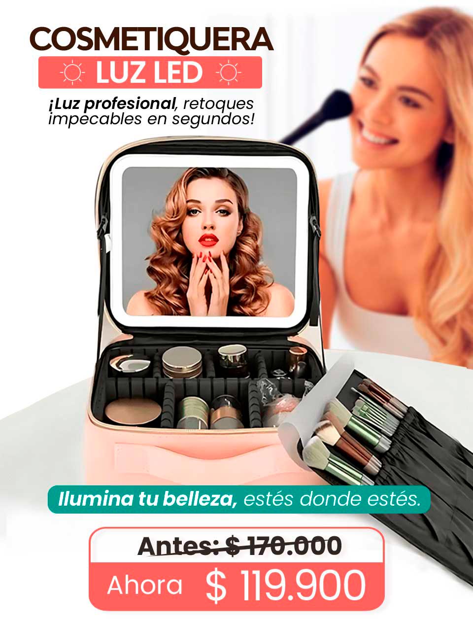 Cosmetiquera Con Espejo Led