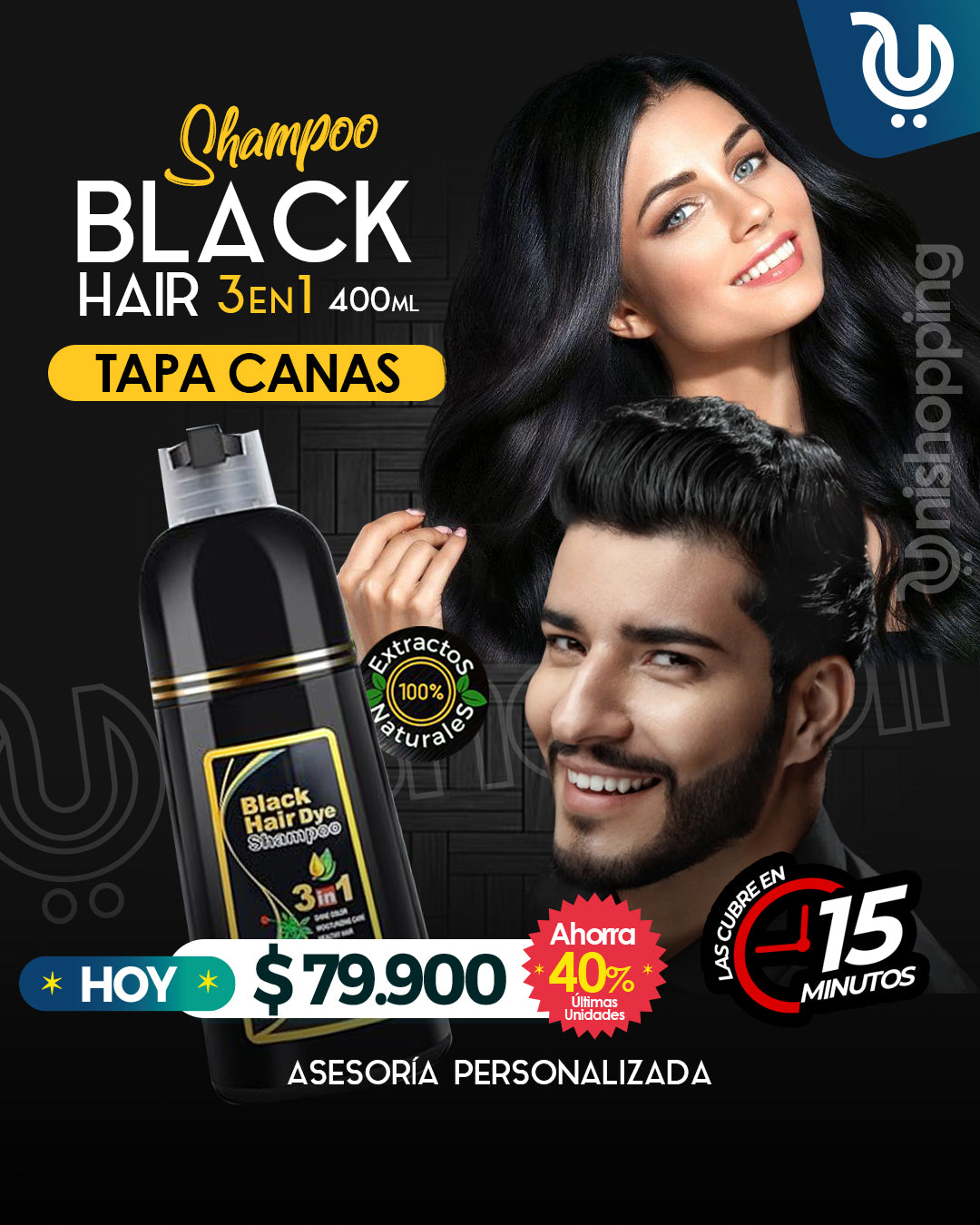 Champú BlackHair 🖤 Tapa Canas✨ 100% original ✅