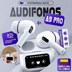 🔊 AUDIFONOS A9 PRO 🎧 con Pantalla Táctil – ¡HOY con ENVÍO GRATIS!