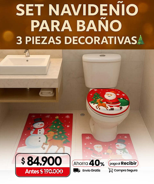Set Tapetes Navideños Baño